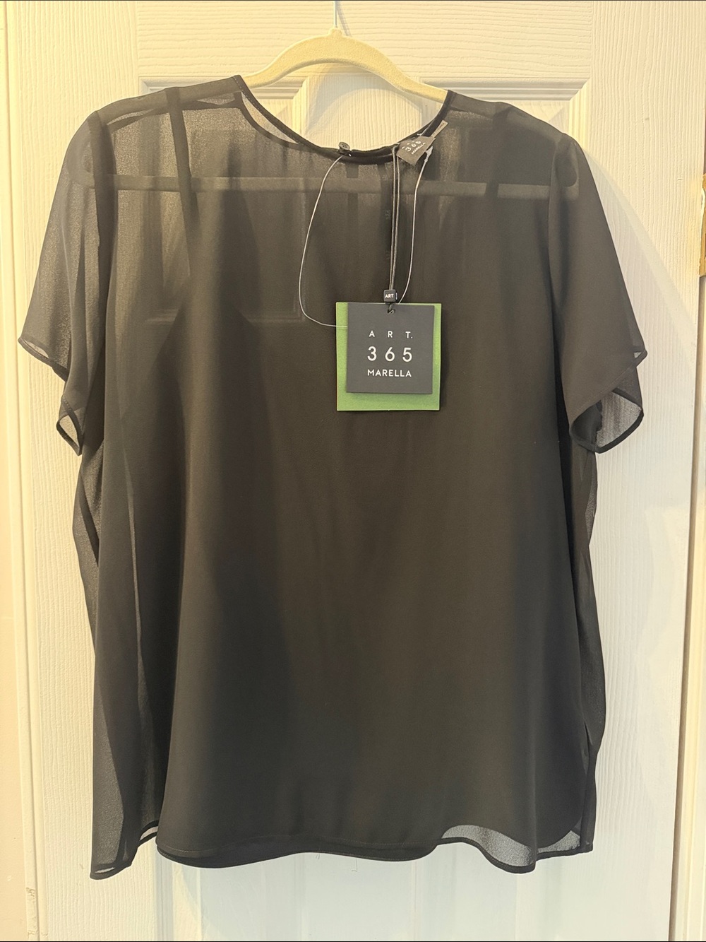 MARELLA Black Sheer Short Sleeve Blouse